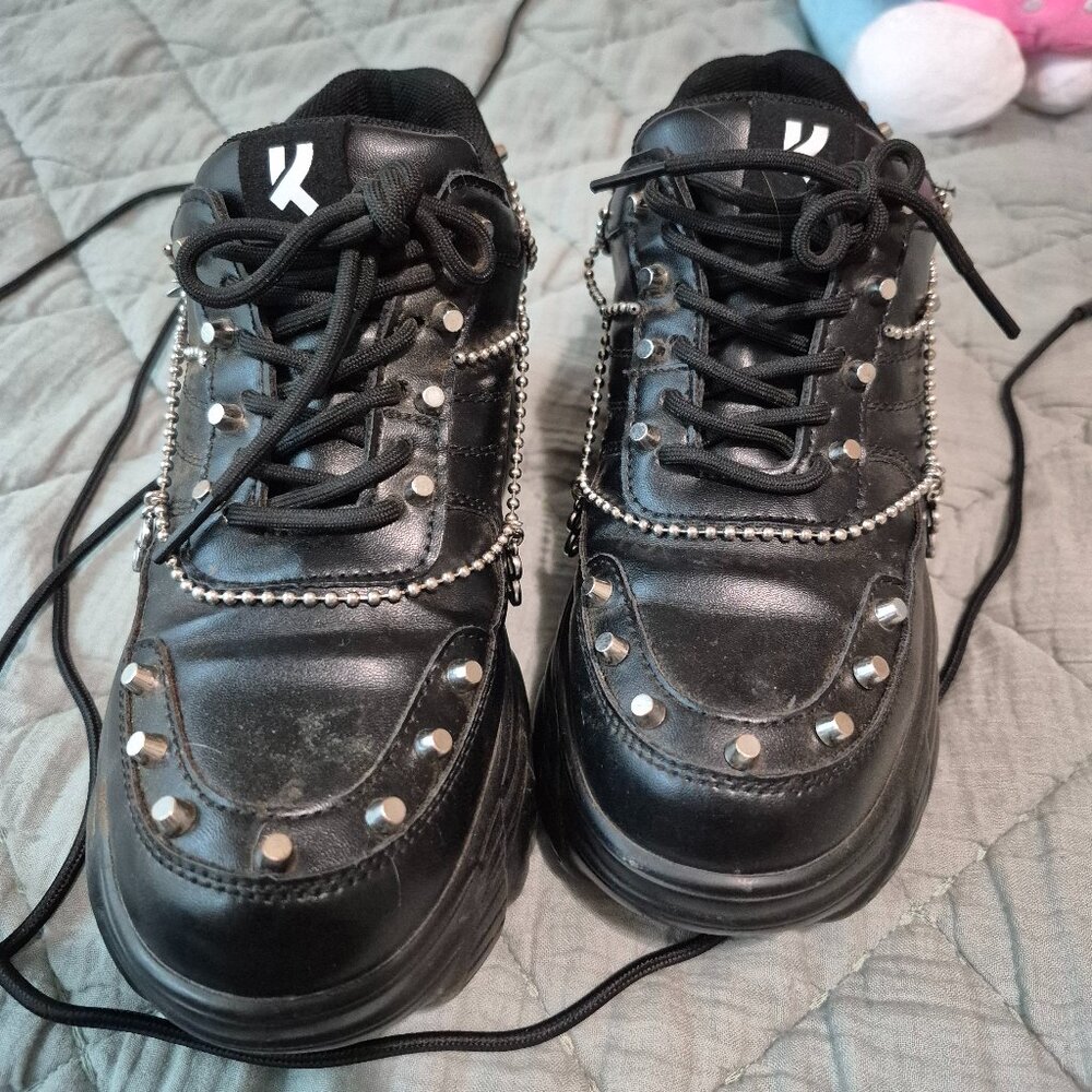 Koi black studded platform shoes